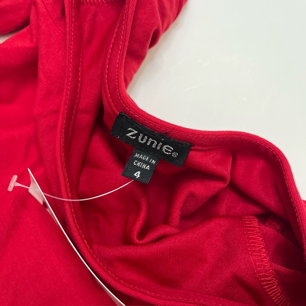 Zunie Christmas Red Glitter Reindeer Long Sleeve Dress Size 4 NWT - Picture 5 of 5